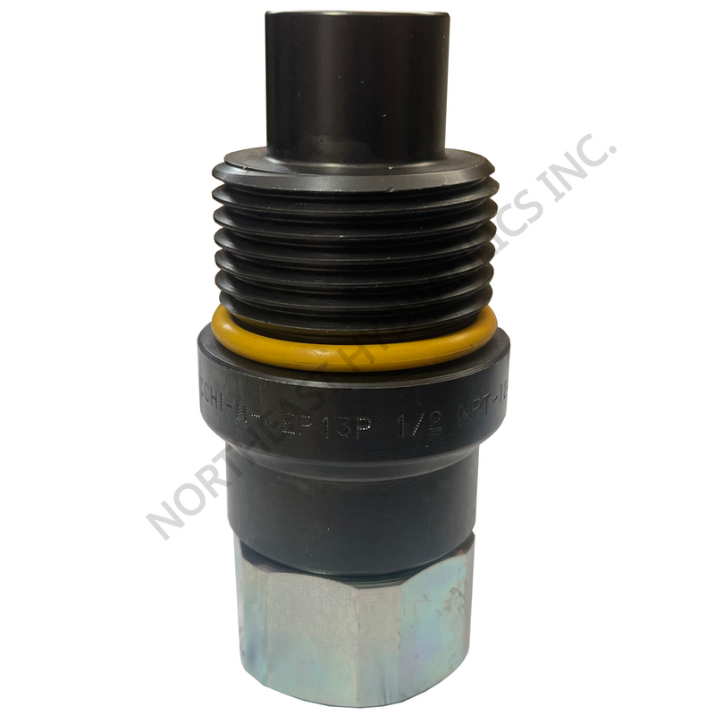 Mechanical component with black and yellow parts on a white background