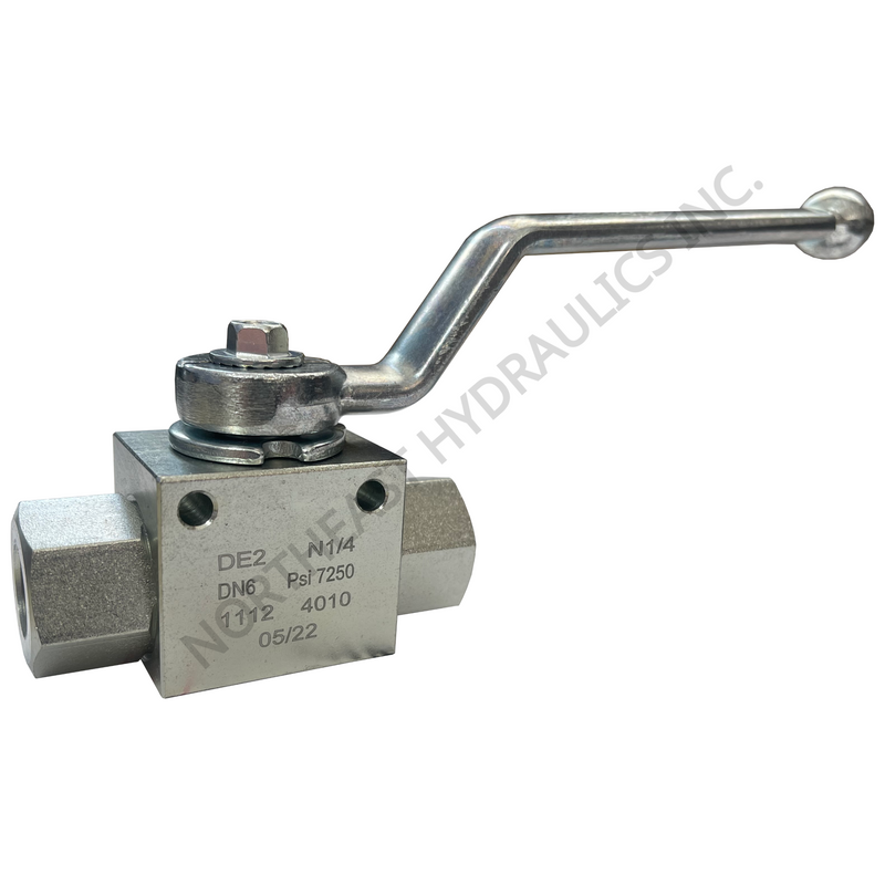 high pressure steel ball valve on white background