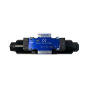 A Yuken solenoid directional control valve with a terminal box type electrical connection, marked with CE certification.