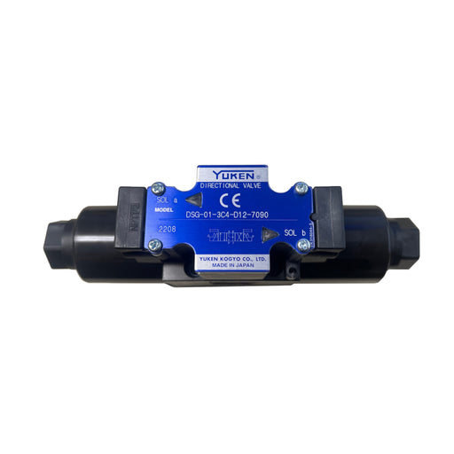 Yuken D03 solenoid directional valve with 3C4 spool type on white background