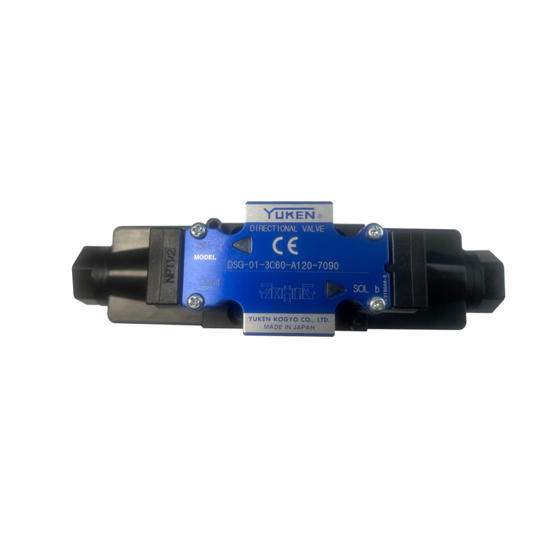 Yuken D03 solenoid directional control valve with 3C60 spool type on white background
