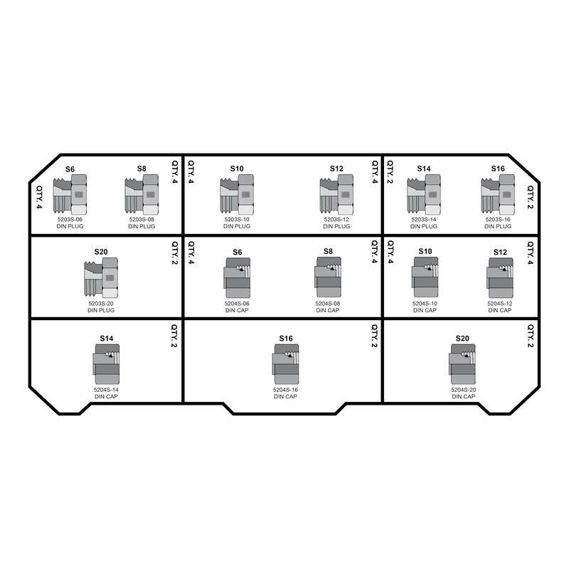 DIN (Heavy) Cap & Plug Kit 36pc - HB2025-004