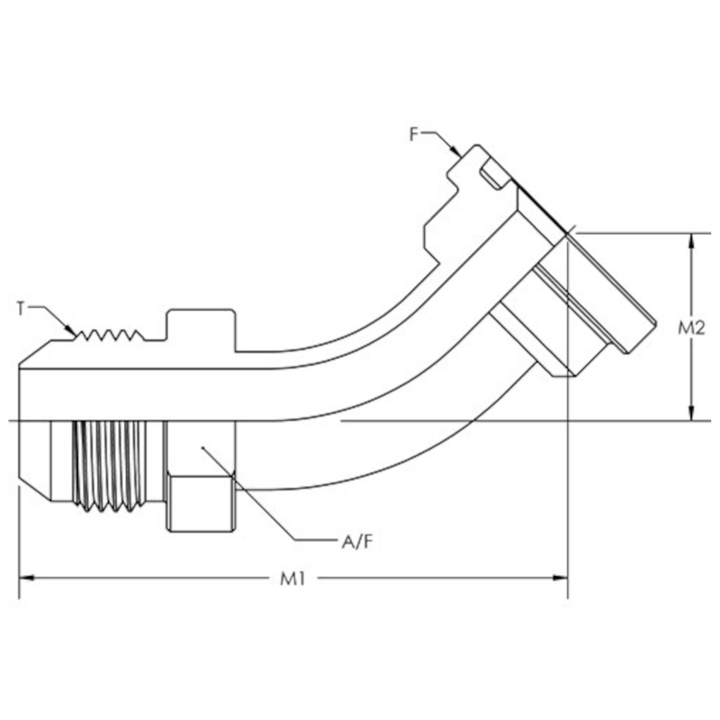 -16 Male JIC to -16 Code 61 Flange 45° (1703-16-16)