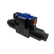 Yuken D03 solenoid directional control valve with 3c3 spool type on white background