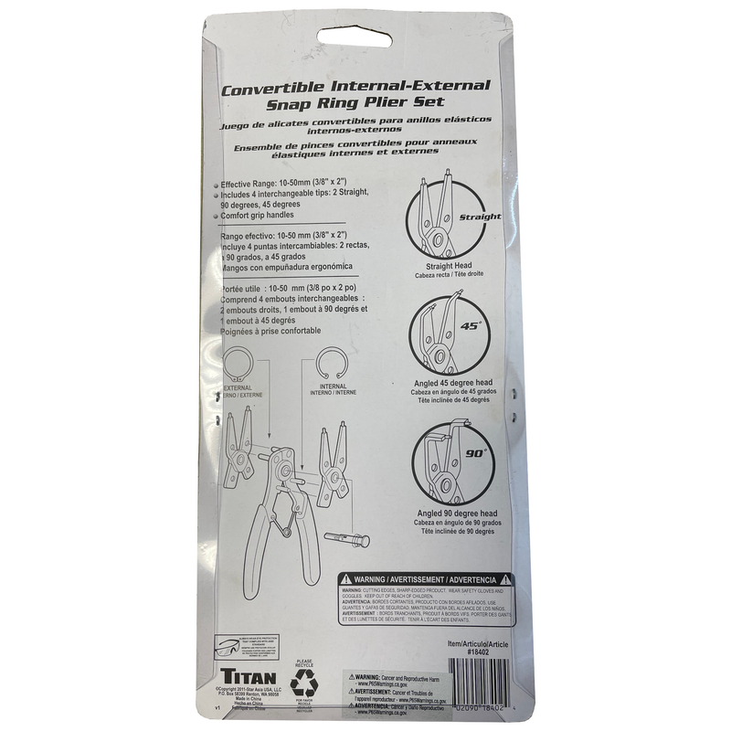 Titan Convertible Internal-External Snap Ring Plier Set (18402)