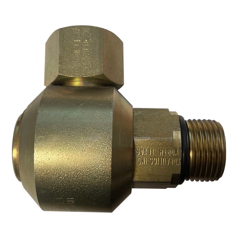 In-Line 3/8" FNPT x 3/8" Male SAE O-Ring Boss 90 Degree Live Swivel - 9S6PU6-O6