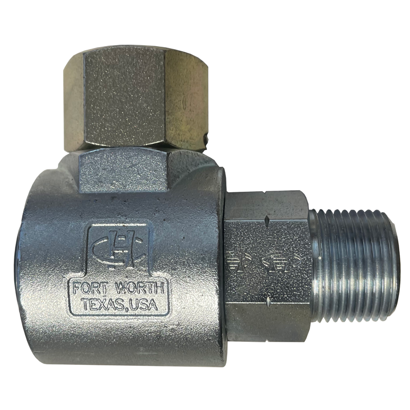 In-Line 3/8" FNPT x 3/8" MNPT 90 Degree Live Swivel - 9S6PU6-P6